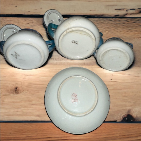 Lusterware Miniature teapot, creamer, sugar made Japan with TA stamped saucer - Picture 6 of 8